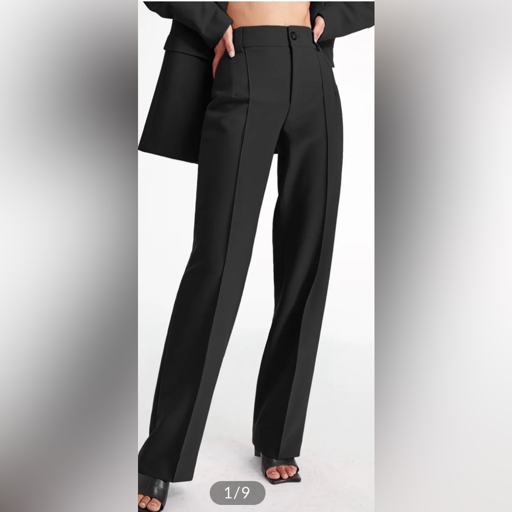 Black D. M. Mense Womens High Waist Pleat Front Straight‎ Leg Dress Trousers XL